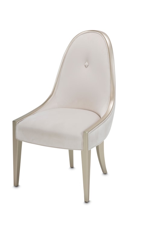 Glam Upholstered Side Chair with Single Button Tuft