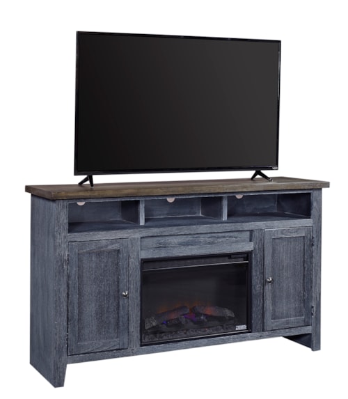 Transitional 65" Fireplace Console with Wire Management