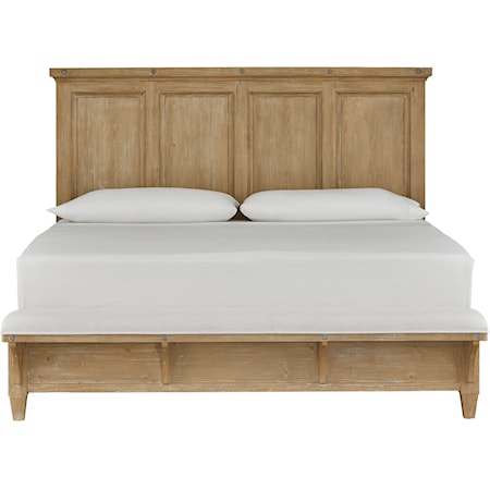 California King Panel Bed with Bench