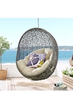 Modway Hide Coastal Outdoor Patio Sunbrella® Swing Chair With Stand - White/Beige