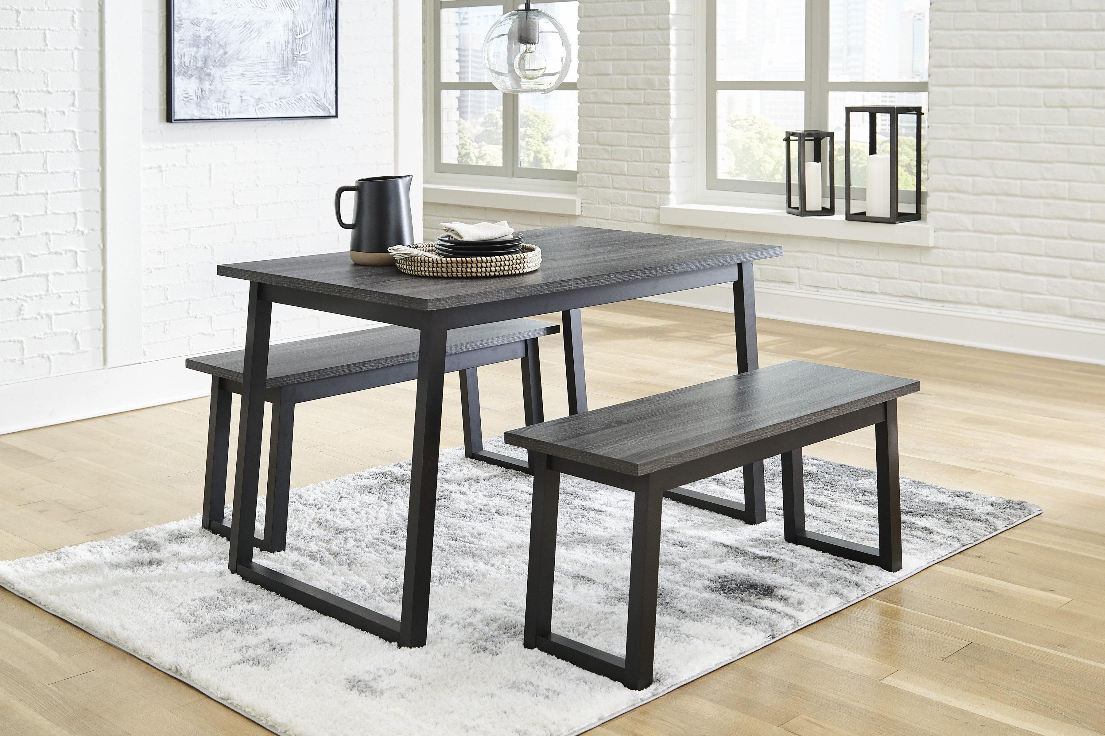 Signature Design by Ashley Garvine D161125 Dining Table and Benches