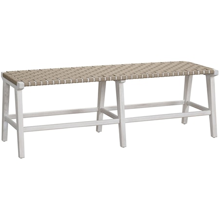 Farmhouse Accent Bench with Woven Seat