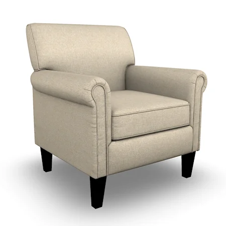 Transitional Stationary Club Chair with Reversible Seat Cushion