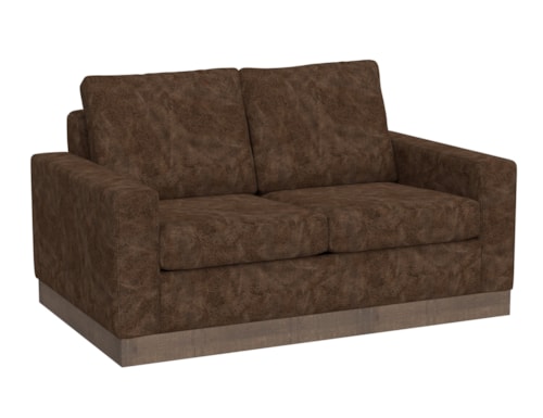 Contemporary Plinth-Base Loveseat with Throw Pillows