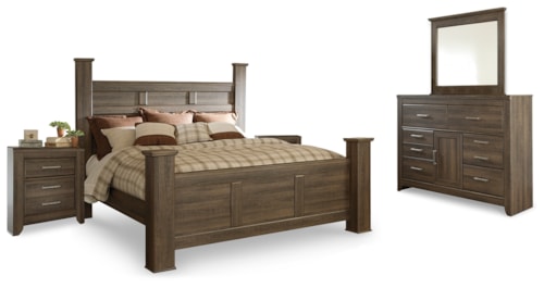 California King Poster Bed, Dresser, Mirror And 2 Nightstands
