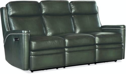 Transitional Power Reclining Sofa with Power Headrests