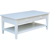 Spencer Farmhouse 2-Drawer Storage Coffee Table - Pure White