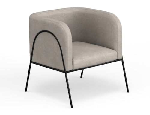 Contemporary Upholstered Barrel Armchair with Metal Legs