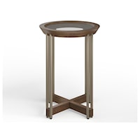 Contemporary Round Accent Table with Glass Table Top