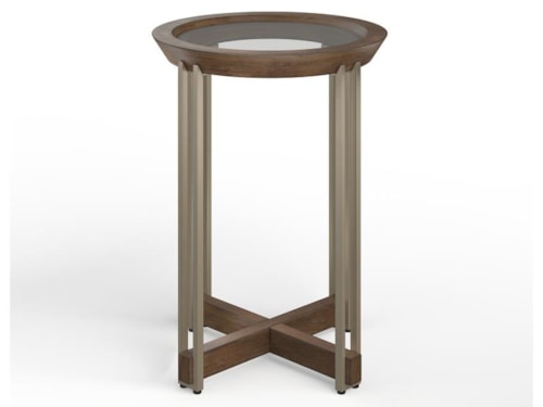 Contemporary Round Accent Table with Glass Table Top