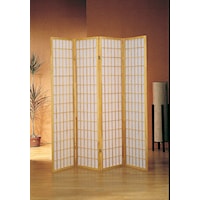 NATURAL 4-PANEL ROOM DIVIDER WITH | WHITE SCREEN