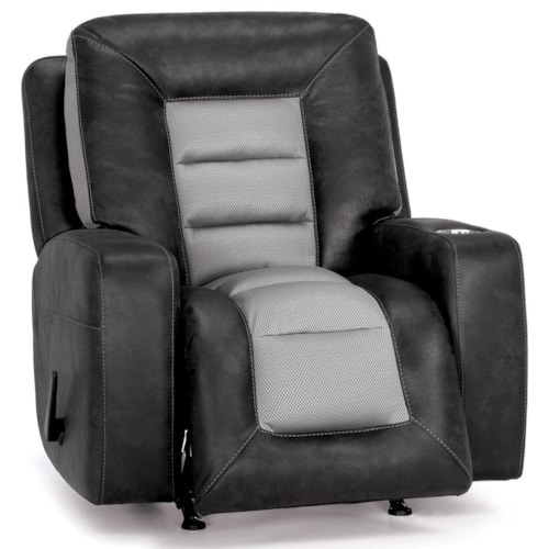 Casual Manual Rocker Recliner with Cupholder and Air Flow Technology