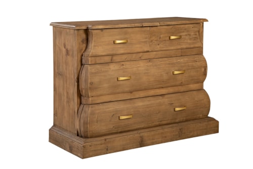 Rustic 4-Drawer Chest with Gold Pulls