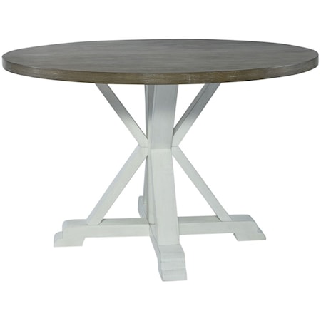 Modern Farmhouse Single Pedestal Dining Table - White