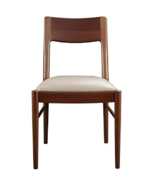 Mid-Century Modern Side Chair with Leather Upholstered Seat