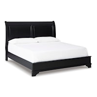 Transitional King Sleigh Bed with Low-Profile Footboard