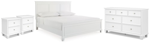 King Panel Bed, Dresser And 2 Nightstands