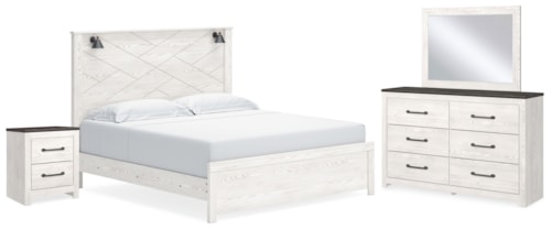 King Panel Bed, Dresser, Mirror And Nightstand