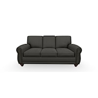 Stationary Leather Sofa With Nailhead Trim