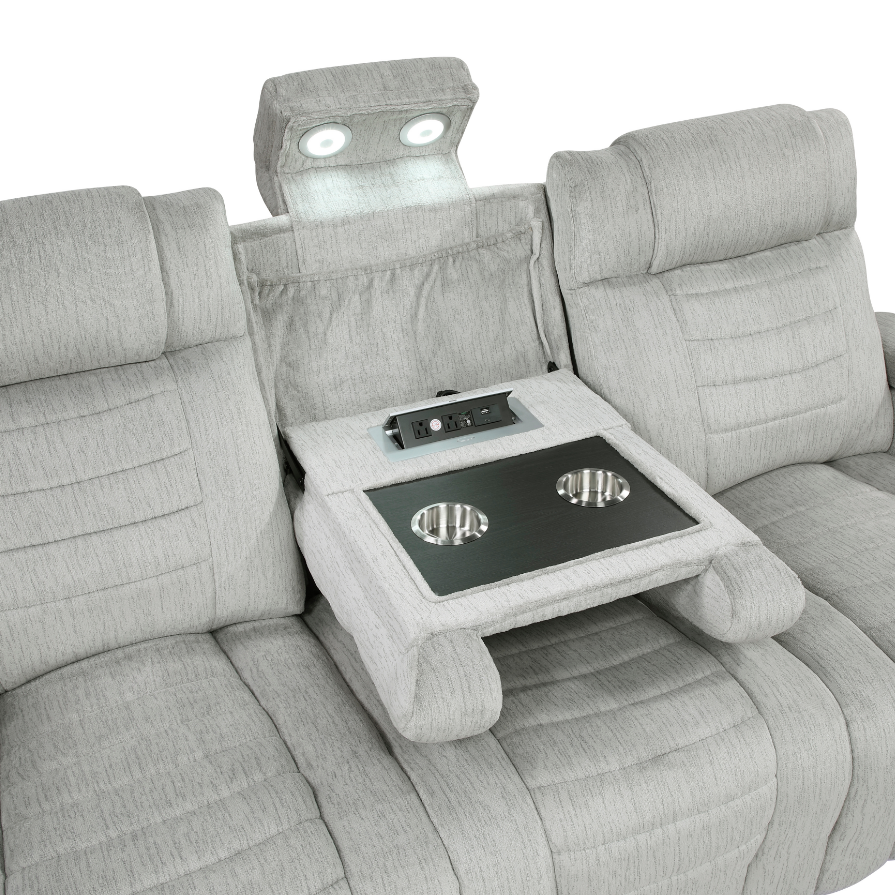 Homelegance Ronan Dual Manual Reclining Sofa with LED Lights