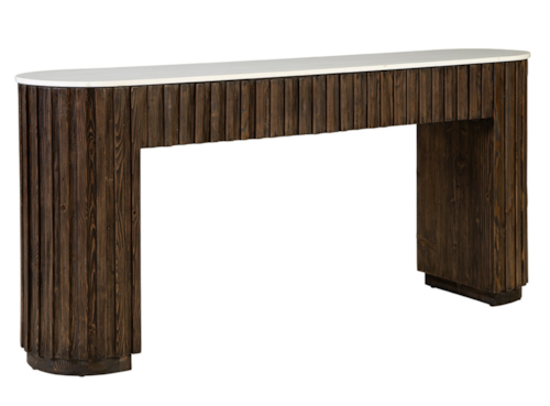 Contemporary Marble Console Table with Semi-Circular Slatted Legs
