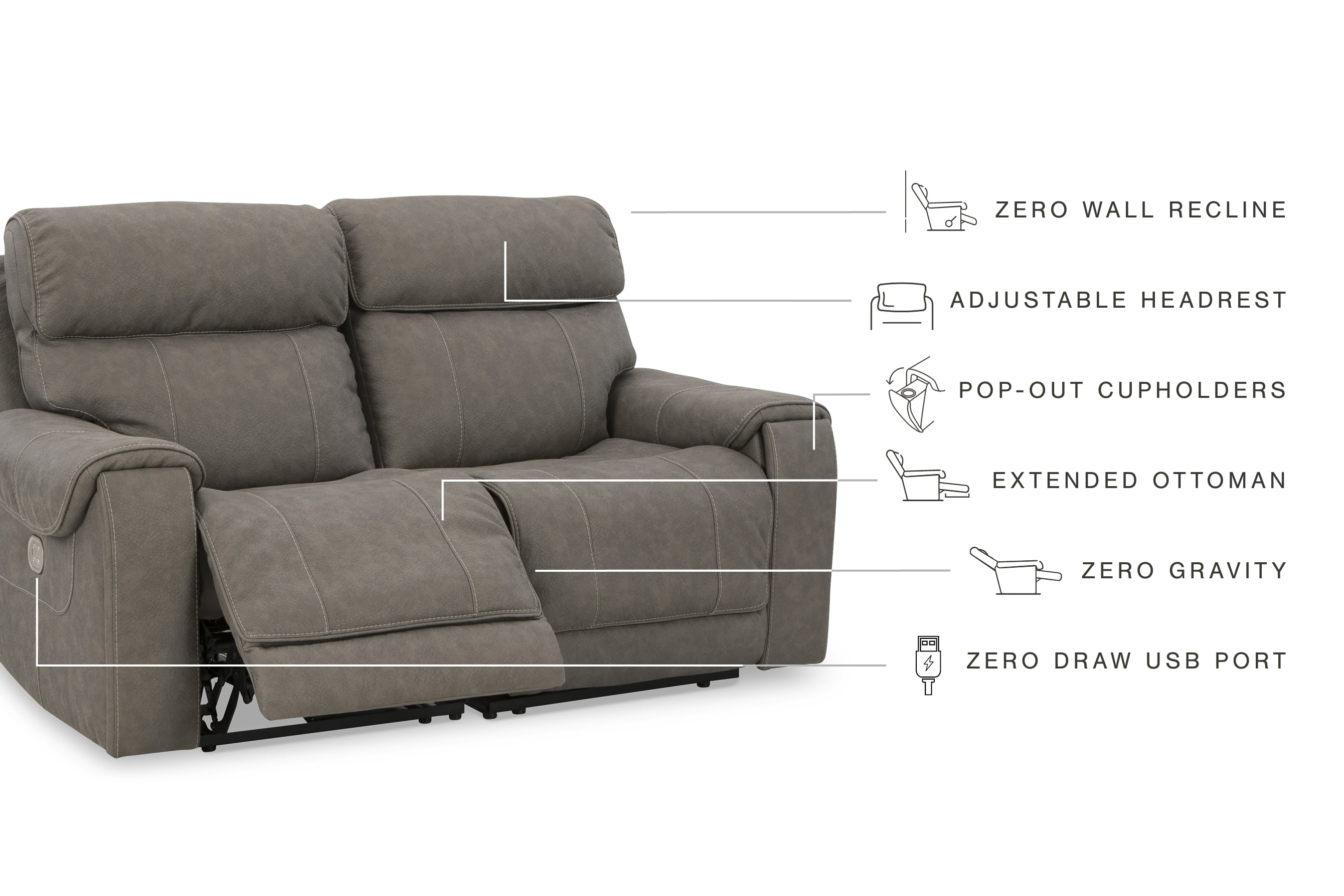 2-Piece Power Reclining Sectional Loveseat