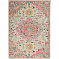 6'7" x 9'6" Ivory/Pink Rectangle Rug