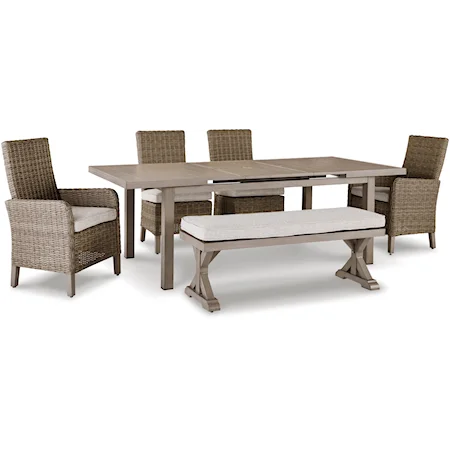 6-Piece Outdoor Dining Set with Bench