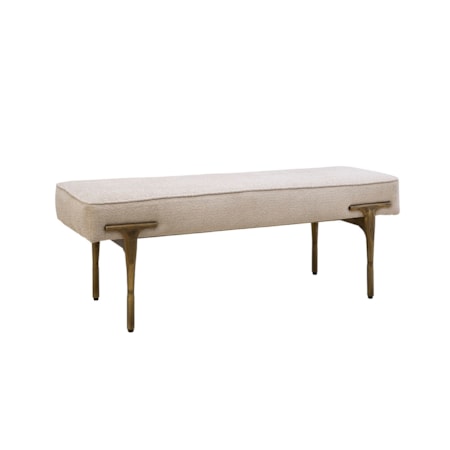 Upholstered Bench with Bronze Brass Frame