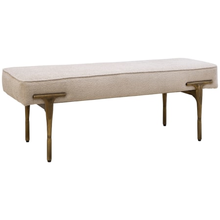Upholstered Bench with Bronze Brass Frame