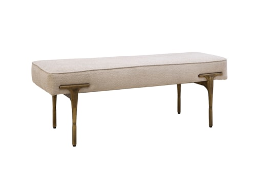 Transitional Upholstered Bench with Bronze Brass Frame