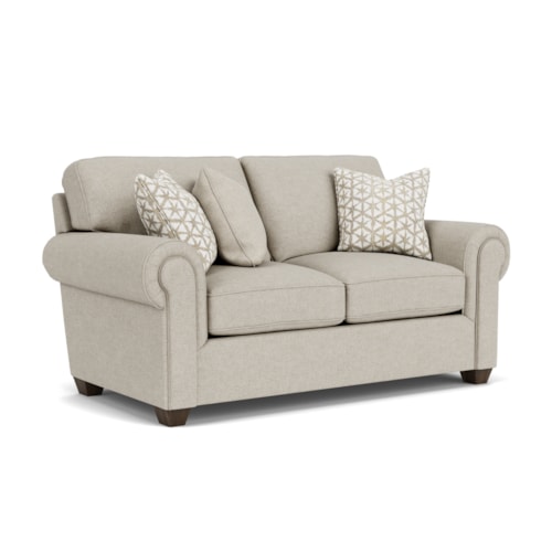 Transitional Loveseat with Rolled Arms
