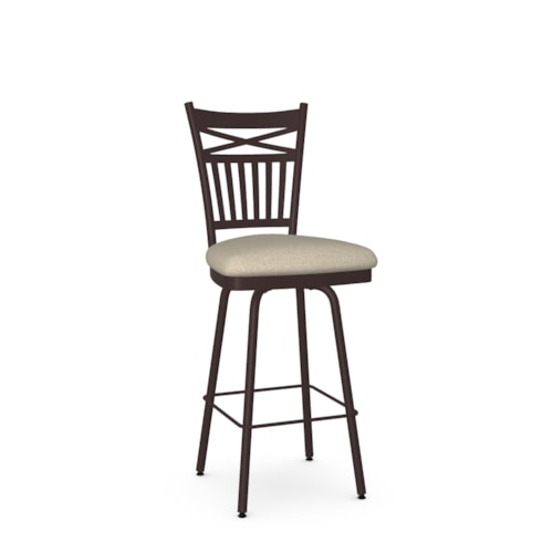 Contemporary Counter Height Swivel Stool with Spindle Back