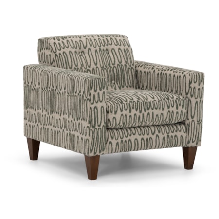 Occasional Club Chair w/Exposed Wood Legs