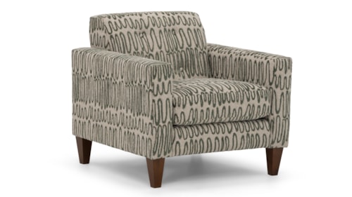 Casual Occasional Club Chair with Exposed Wood Legs