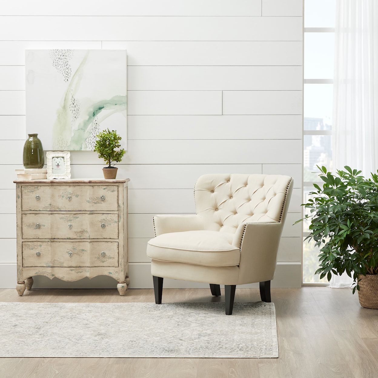 Accentrics Home Accents Three Drawer Accent Chest in Farmhouse Cream