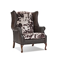 Traditional Wingback Leather Accent Chair with Curved Legs