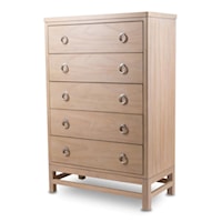 Casual 5-Drawer Bedroom Chest with Metal Ring Drawer Pulls