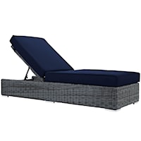 Summon Coastal Outdoor Patio Sunbrella® Chaise Lounge - Gray/Navy