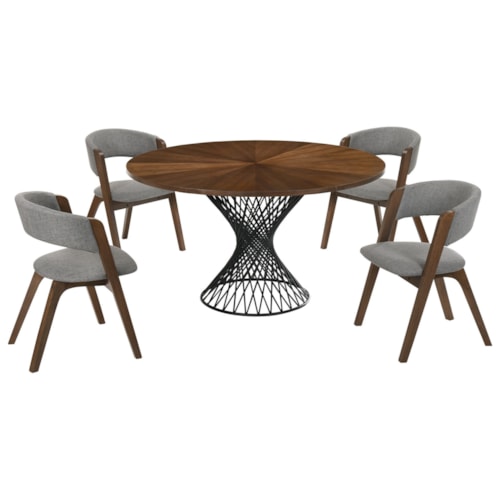 Contemporary 5-Piece Walnut Dining Set