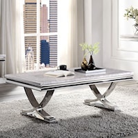 Glam Coffee Table with Faux Marble Top