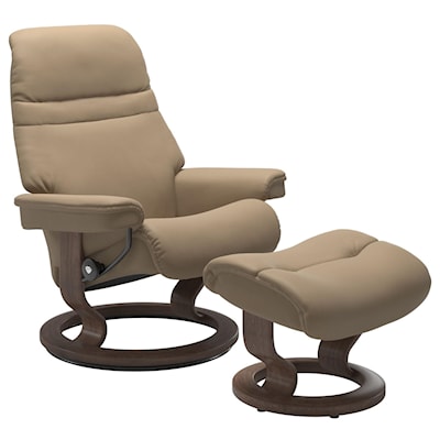 Stressless by Ekornes Sunrise Small Chair & Ottoman with Classic Base