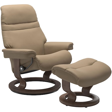 Medium Chair & Ottoman with Classic Base