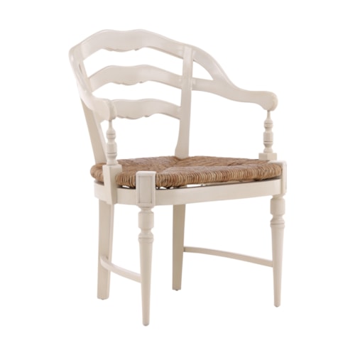 Transitional Dining Arm Chair with Rush Seat