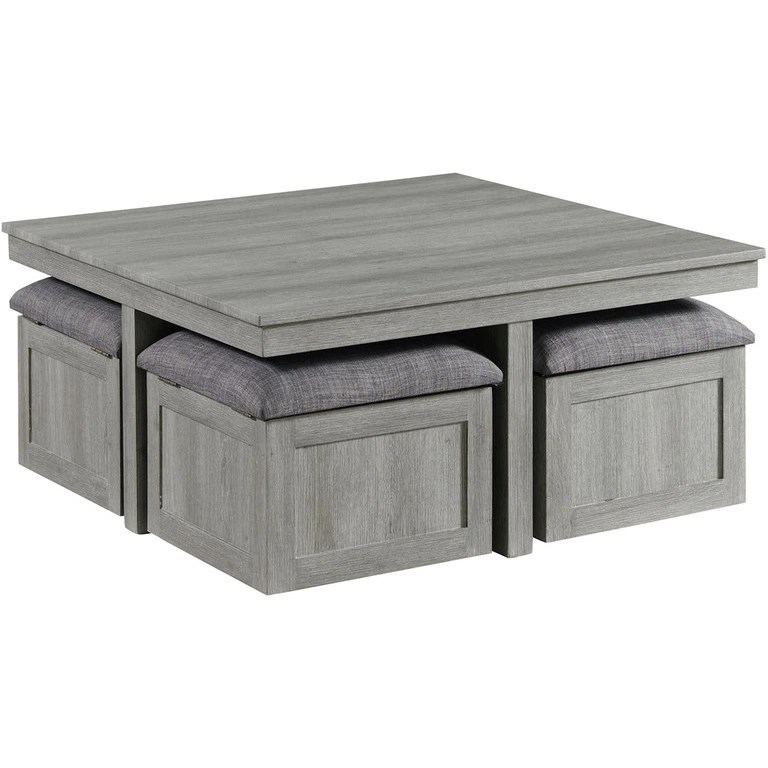 Elements International Uster CTUT100OT Contemporary Coffee Table with Nesting Stools Bullard Furniture Occ Group