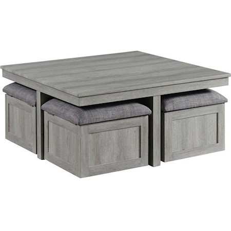 Contemporary Coffee Table with Nesting Stools