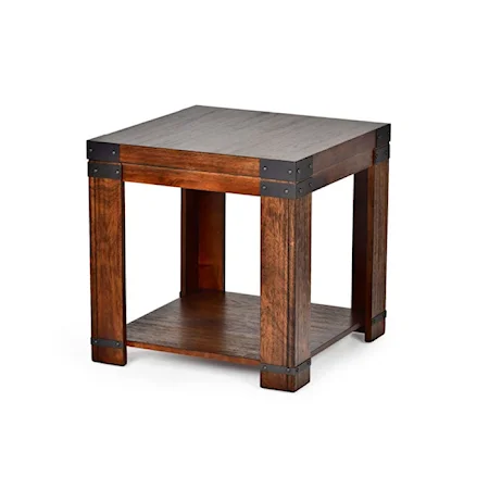 Arusha Industrial End Table with Open Bottom Shelf