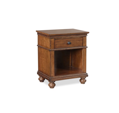 Traditional 1-Drawer Nightstand with Felt-Lined Drawer