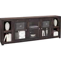 Contemporary 84" TV Console with Glass Doors