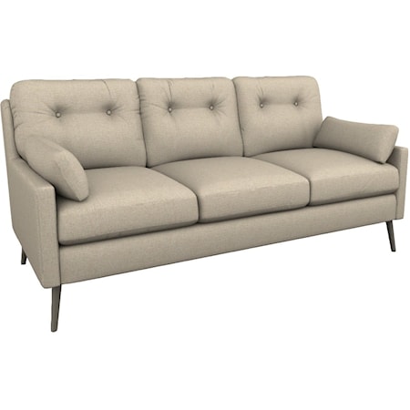 Stationary Sofa With Throw Pillows